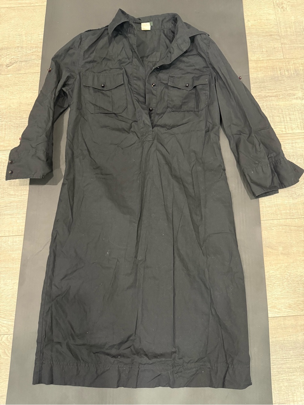 J. Crew Black Long-Sleeve Button-Front Shirt Dress